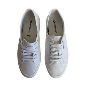 Superga 2750 Cotu Classic White Canvas Sneakers Size 41.5 US 10